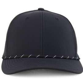 Trendy Apparel Shop 6 Panel Mid Profile Hybrid Perforated Cap with Rope - Black