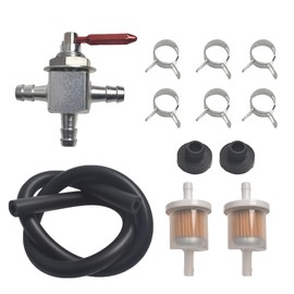 awtetpje 1-633347 Cut-Off Fuel Valve with Fuel Filter Kit Fit for Scag 2-Way 1/4" Barbs Steel Fuel Oil Gas Petcock in Line Valve 482212, E633347, 1-633347,for Husqvarana 539102679