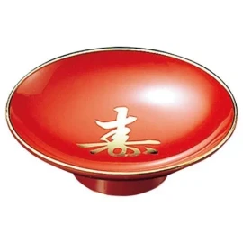 Sakazuki Japanese Sake Cup Traditional Vermilion Ancient Lacquer Style Gold Edge