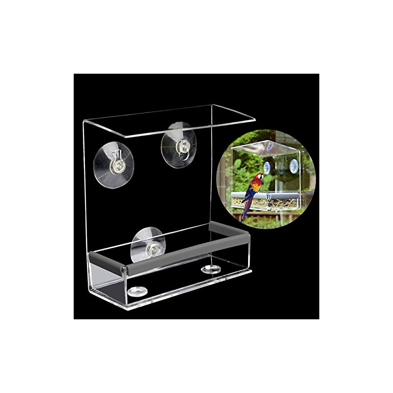 TopHomer Window Bird Feeder, Clear Acrylic Birdfeeders Windowsill Strong Suction
