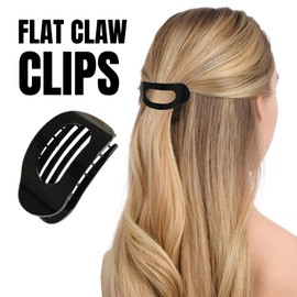 Flat Hair Clips - 4 Pcs Flat Hair Claw Clips For Women - Black Tortoiseshell Leopard Duckbill Hair Clips - Strong Gloss Hair Clip For Thin, Thick Hair - Curved Design Flat Claw Clip For Lying, Driving