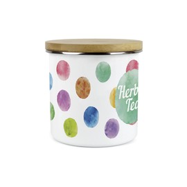 Purely Home Polka Dots Herbal Tea Storage Canister - Multicoloured Spotty Housewarming Homewares Presents - Metal/Enamel Tea Refreshments Storage Container Kitchen Gift