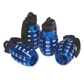 KINBOM 4pcs Aluminum Valve Stem Caps, Tire Valve Stem Covers Airproof Seal for Cars SUV Trucks Motorcycles (Blue)