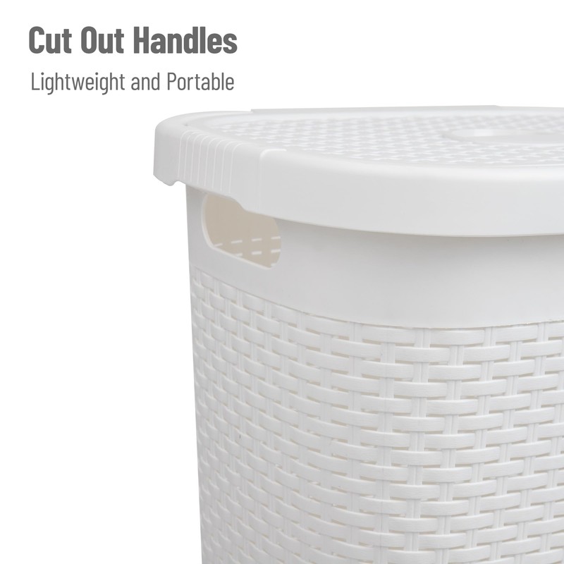 Mind Reader Slim Laundry Hamper with Lid, 50L Clothes Basket,