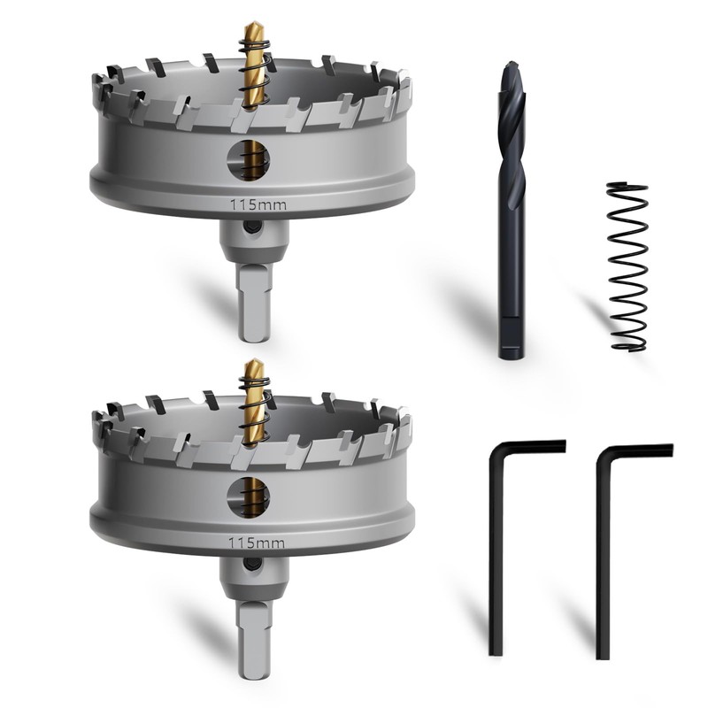 METOTY Metal Hole Saw 4-1/2''(115mm) 2Pcs Set Heavy Duty Tungsten