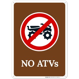 Sigo Signs No Atvs with Prohibited Symbol Sign, 10x14 Inches, Rust Free .040 Aluminum, Fade Resistant, Made in USA