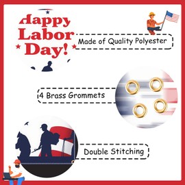 Happy Labor Day Backdrop Banner with 6m Hanging Ribbon - 70.8x43.3 Inch Large Labor Day Party Decorations, Durable Polyester Photo Booth Background for Backyard, Wall, Fence, Indoor Outdoor