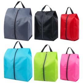 Klmnop 6 Pcs Shoe Bags for Travel, Polyester Waterproof Shoe Bag with Zipper and Handle, Travel Shoe Bag for Men and Women(GreyBlueGreenBlackRedPink)