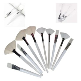 10 Cepillos de Abanico,Pinceles para Máscara Facial,Cepillo de Abanico Suave, Cepillo Aplicador de Ácido, Cepillo de Maquillaje Cosmético, Herramientas Aplicadoras para Barro Crema MáScara Pelar NiñAs