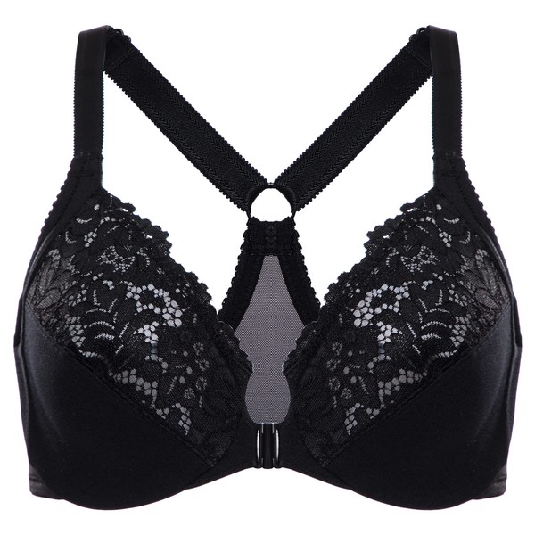 DELIMIRA Women's Front Closure Plus Size Full Coverage Lace Underwire