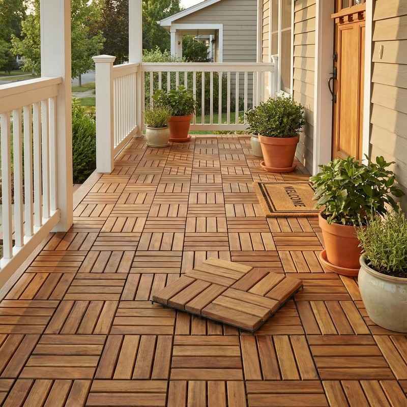 Bare Decor EZ Teak Flooring 12 Slat, Brown, 1 Sample