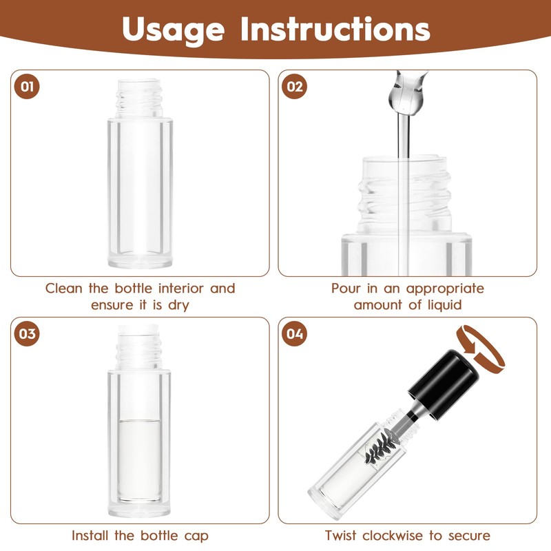 36 Pcs Empty Mascara Tubes with Wand (3ml), Refillable Eyelash