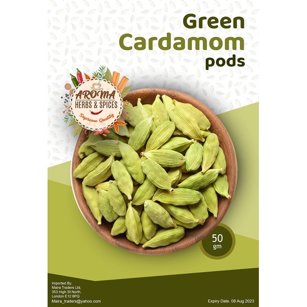 Green Cardamom pods| Elaichi pods | 50gm | Green Elaichi | Natural | Bold | Premium Quality | All Natural | Vegan | Gluten Friendly | Non-GMO |