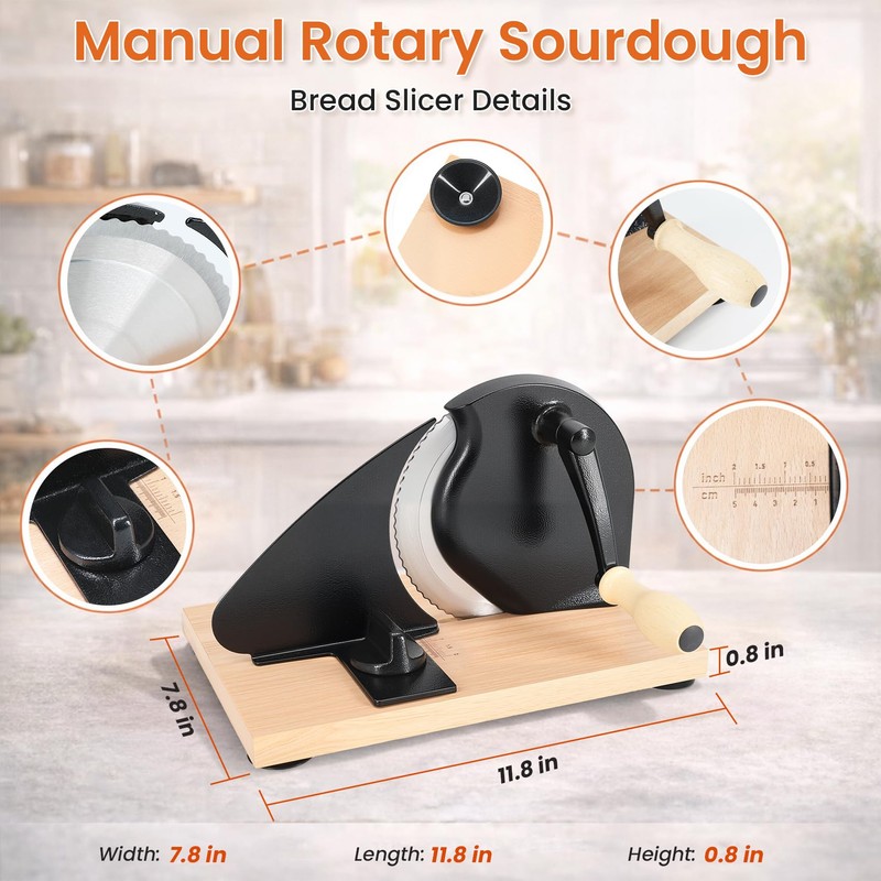 Manual Bread Slicer for Homemade Sourdough Bread, Adjustable Thickness Hand