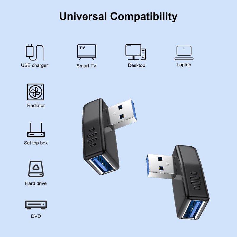 Oxsubor USB 3.0 Adapter 90 Degree Male to Female Coupler
