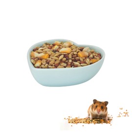 LuckyOpt Ceramic Hamster Food Bowl, 1.2oz Durable Heart Hamster Water Dish for Hamsters/Birds/Snakes/Turtle, Easy to Wash and Prevent Tipping (Blue, 1pc)