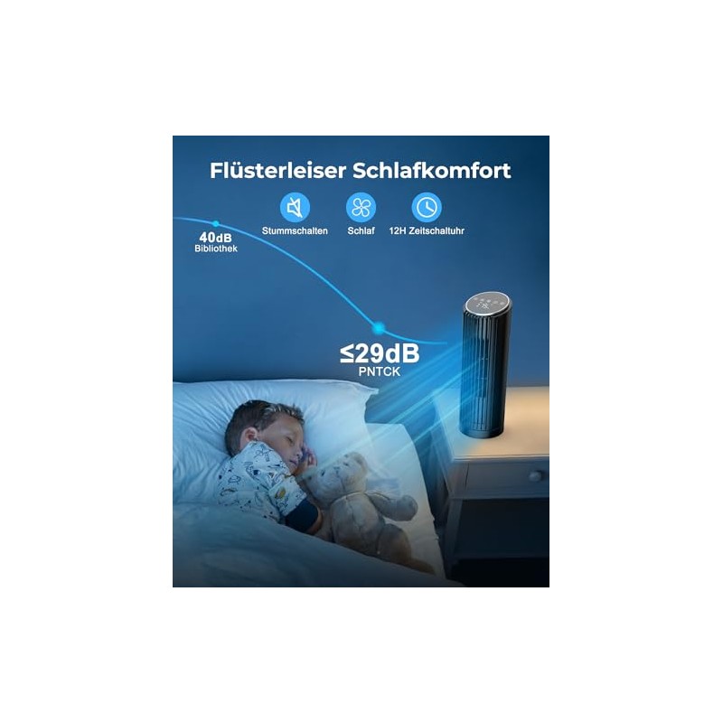 PNTCK Tower Fan with Remote Control, 33 cm Quiet Fan
