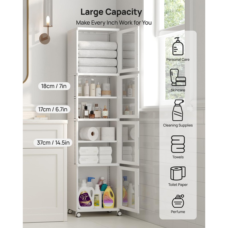 Vtopmart 63.2" Tall Slim Bathroom Storage Cabinet with 4 Adjustable