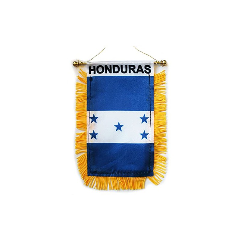 Honduras Fringed Rear-View Mirror Window Hanging Flag with Suction Cup