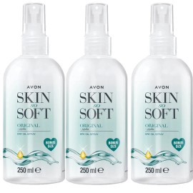3 X Bottles Avon Skin So Soft Original Dry Oil Spray Bonus Size 8.45 fl oz