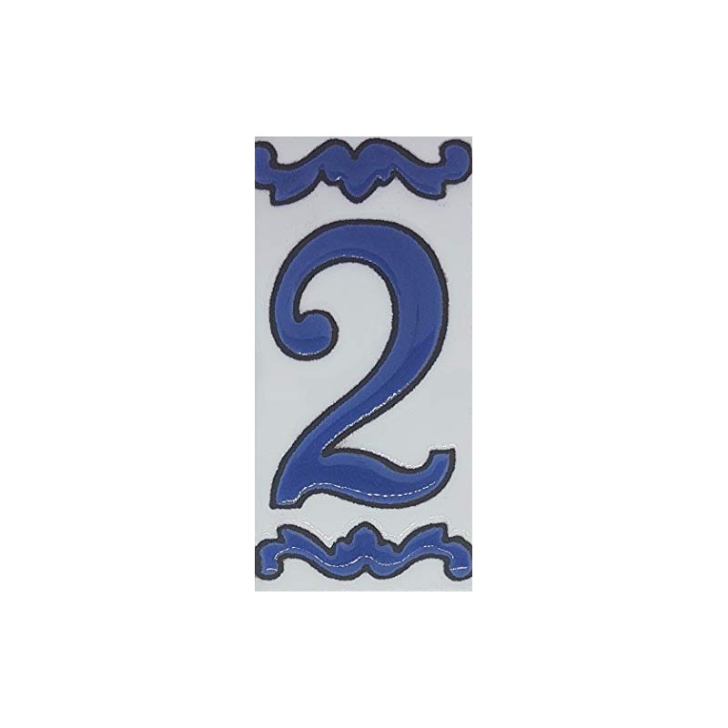 House Numbers Ceramic Tile Letters & Frame Spanish Blue Design