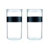 PRESSO Set of 2 Plastic Storage Jars, 2 Litre, Black