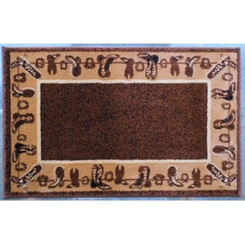 CHAMPION RUGS Lodge Cabin Country Western Theme Cowboy Boots Area Rug (2 Feet X 3 Feet 2 Inch Mat)