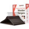 Brown Wooden Hangers 60 Pack – Heavy-Duty with 360° Swivel