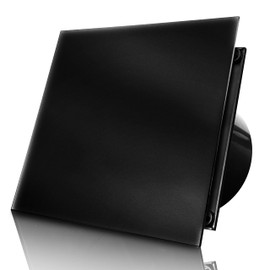 DOSPEL Bathroom Fan 100 mm - Wall Fan with Hygrostat and Timer - Quiet, Energy Saving - Wall Mounted - Black Fan for Toilet, Bathroom and Kitchen