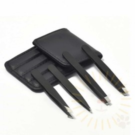 Ingrown Hair, Nose Hair & Eyebrow Tweezer Set 4-Piece Tweezer Pouch Set 2ea