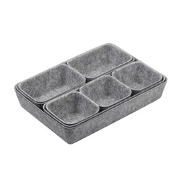 Eabdice 8 Pieces Felt Drawer Organiser, Felt Storage Boxes, Felt Basket Office Boxes Set 4 Specifications Felt Storage Basket for Desk, Office, Bathroom, Kitchen (Grey)