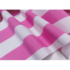 Sofia gestreifter Stoff, 4 cm breit, weiße Streifen, für Vorhänge, Polster, Heimdekoration, Tischläufer, Material – 140 cm breit – Rosa (2 m)