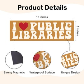 I Love Public Libraries Magnet or Sticker, Funny Reusable Book Lover Library Support Car Accessories, Librarian Bookish Car Magnets for Bumper Locker Fridge, Protect Libraries Sign for Driver