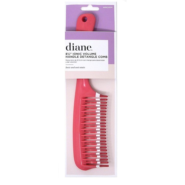 Diane Mebco 8 1/2'' Ionic Volume Handle Detangler Comb (1 piece, Orange/Coral)