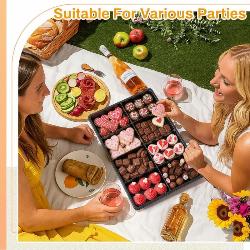 Shellwei 5 Pack 8 Compartments Divided Charcuterie Board with Lid