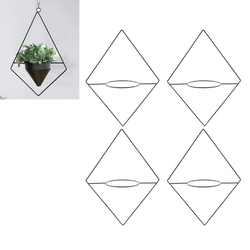 4Pcs Hanging Flower Basket Holder Metal Iron Hanging Plant Flower