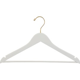 Quality Wooden Suit Hangers 50 Pack, Smooth Wood Coat Hanger with Pants Bar and Notches White Finish