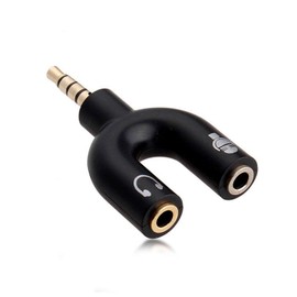 MAOYE 2 Pack Headset Splitter Adapter, U Shape 3.5mm 4 Pole Male to 2 x 3 Pole Female Headphone Y Splitter for Audio Stereo Headphone and MIC for Phones, Computers, MP3, Tablet Black Color
