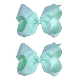Hair Clips, Classic Hairbow Style, 2 Pack, 6 Inch, Daily Wear for Women, All Hair Types (Mint, 6 Inch)