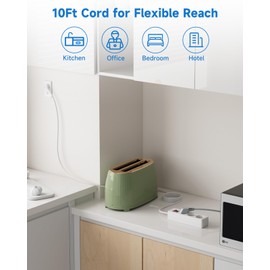 European to US Plug Adapter, EU to US Adapter, 3 AC Outlets for European Electronic Devices, Travel from France, Italy, Spain, Germany,13A/1625W, 10FT