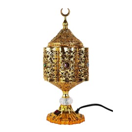 Nabil's Gift Shop Islamic Metal Tower Shape Electric Incense Burner Gold Color 110 V, Resin bakhoor Oud, Luxury Design