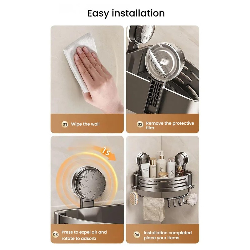 Corner Shower Caddy Storage Rack for Bathroom Kitchen,No Drilling with