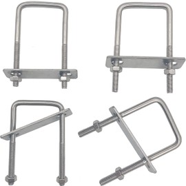U-bolt square U bolts U-bolts clamps - 4 pieces bracket clamp roof box attachment 304 stainless steel M6 with nuts frame straps for towing cars ships repair