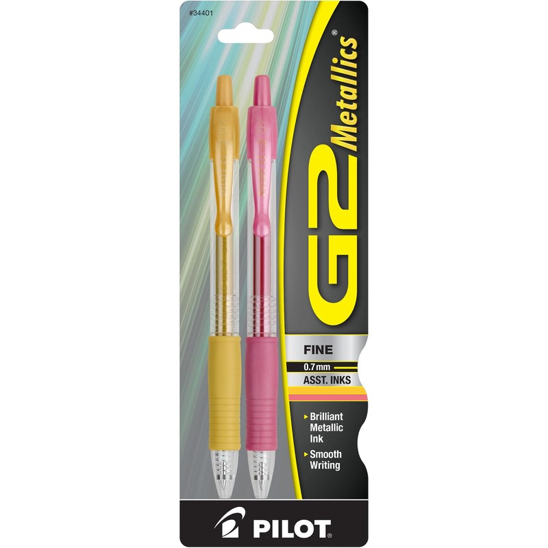 PILOT G2 Metallics Refillable & Retractable Rolling Ball Gel Pens,