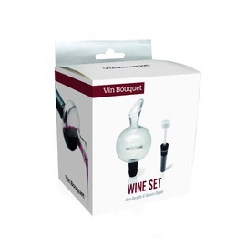 VB VIN BOUQUET Decanter and Vacuum Stopper Wine Set, Crystal, Black, 0 cm, 2
