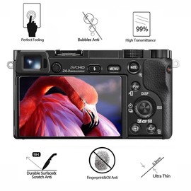 AKWOX [3-Pack] Tempered Glass Screen Protector for Sony Alpha A6600 A6000 A5000 A6300 NEX-7 NEX-3N NEX-5 NEX-6L, [0.3mm 2.5D High Definition] 9H LCD Protective Cover,Anti-Scratch, Bubble-Free