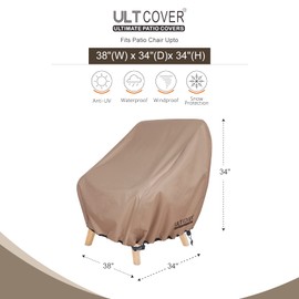 ULTCOVER Waterproof Patio Chair Cover 2 Pack – Outdoor Lounge Deep Seat Single Lawn Chair Cover Fits Up to 38W x 34D x 34H inches