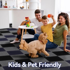 CUCOS Carpet Tiles Peel and Stick, Squares Carpet Floor Tile 12” x 12”, Soft Padded Carpet Tiles, Self Adhesive Carpet 30 Tiles Per box/30Sq Ft