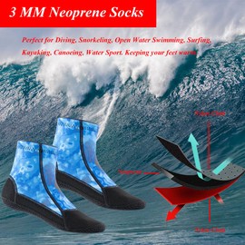 YDQUANI Short Camouflage Wetsuit Socks, 3 mm Neoprene Sock, Thermal Non-Slip Diving Socks for Women Men Snorkelling Open Water Swimming Surfing
