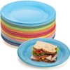 Colorful Round Disposable Paper Plates - 50Pcs Rainbow Party Dinner